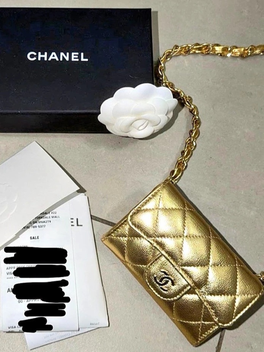 Chanel wallet metallic gold